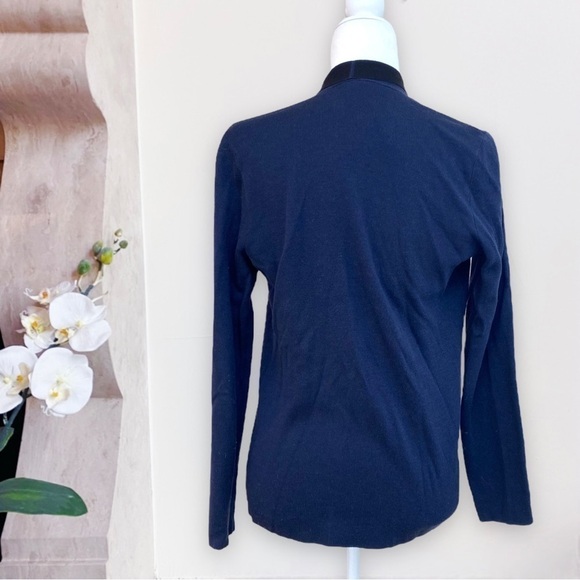 Eileen Fisher Navy Blue And Black Open Front Cardigan Sweater Jacket XS - Picture 3 of 10